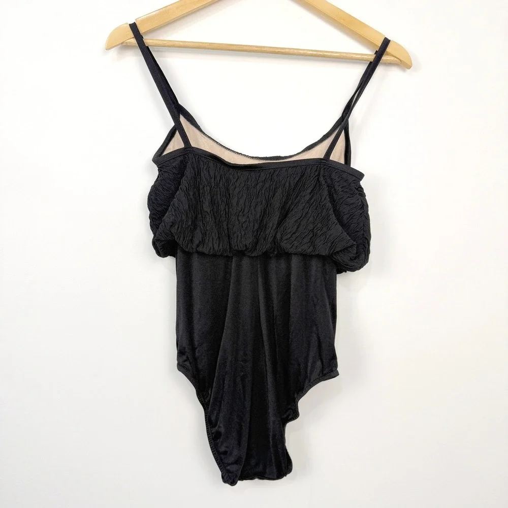 Vintage 80s 90s Robby Len‎ Swimsuit Women Size 8 Black One Piece Retro